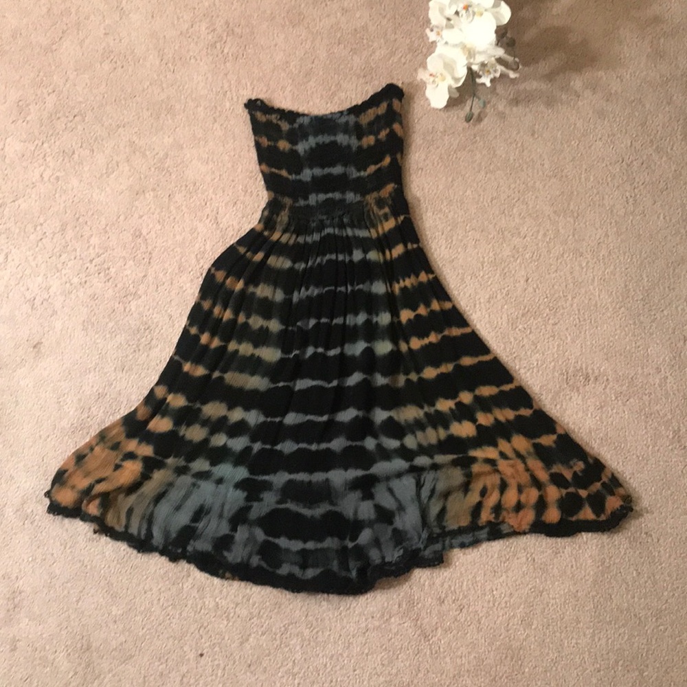 Black tie-dye tube top dress